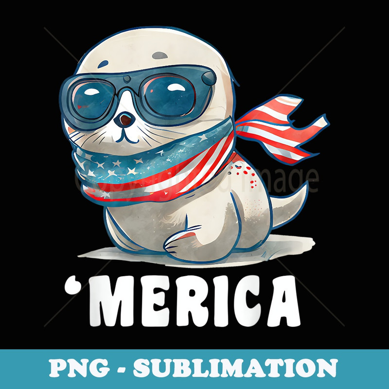 Retro Merica Seal Dad Mom 4th of July - PNG Sublimation Digital Download
