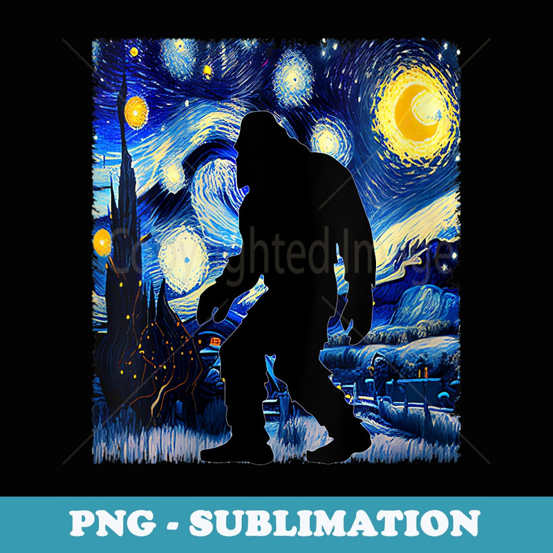 s Van Gogh Starry Night Bigfoot Sasquatch Art Painting - Premium Sublimation Digital Download