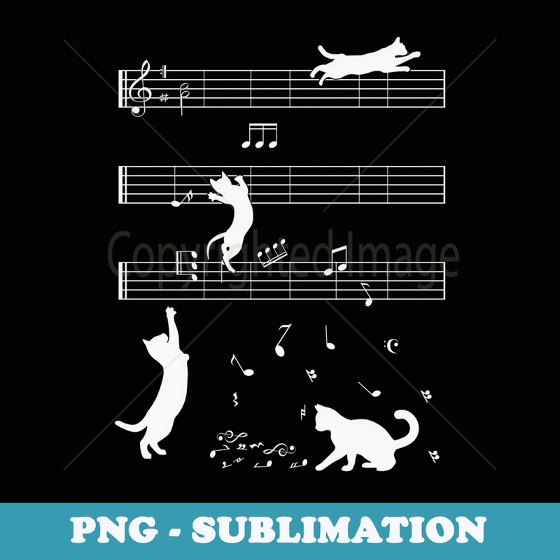 Cute Cat Kitty Playing Music Note Clef Musician funny Art - Exclusive PNG Sublimation Download