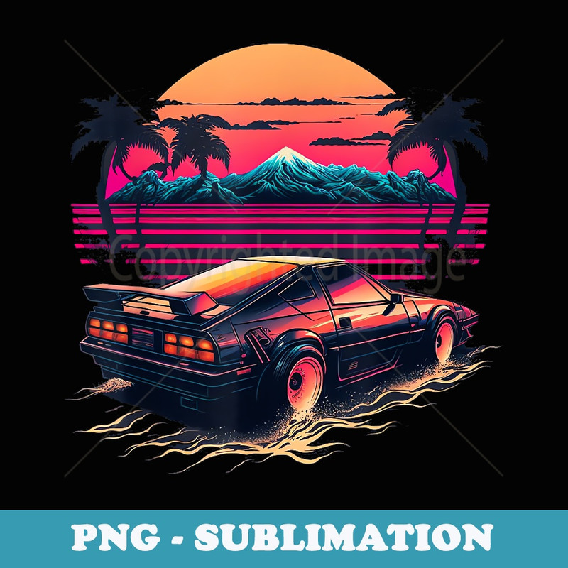 Japanese Retro Futuristic Synthwave Car Racing JDM Tuning - Professional Sublimation Digital Download
