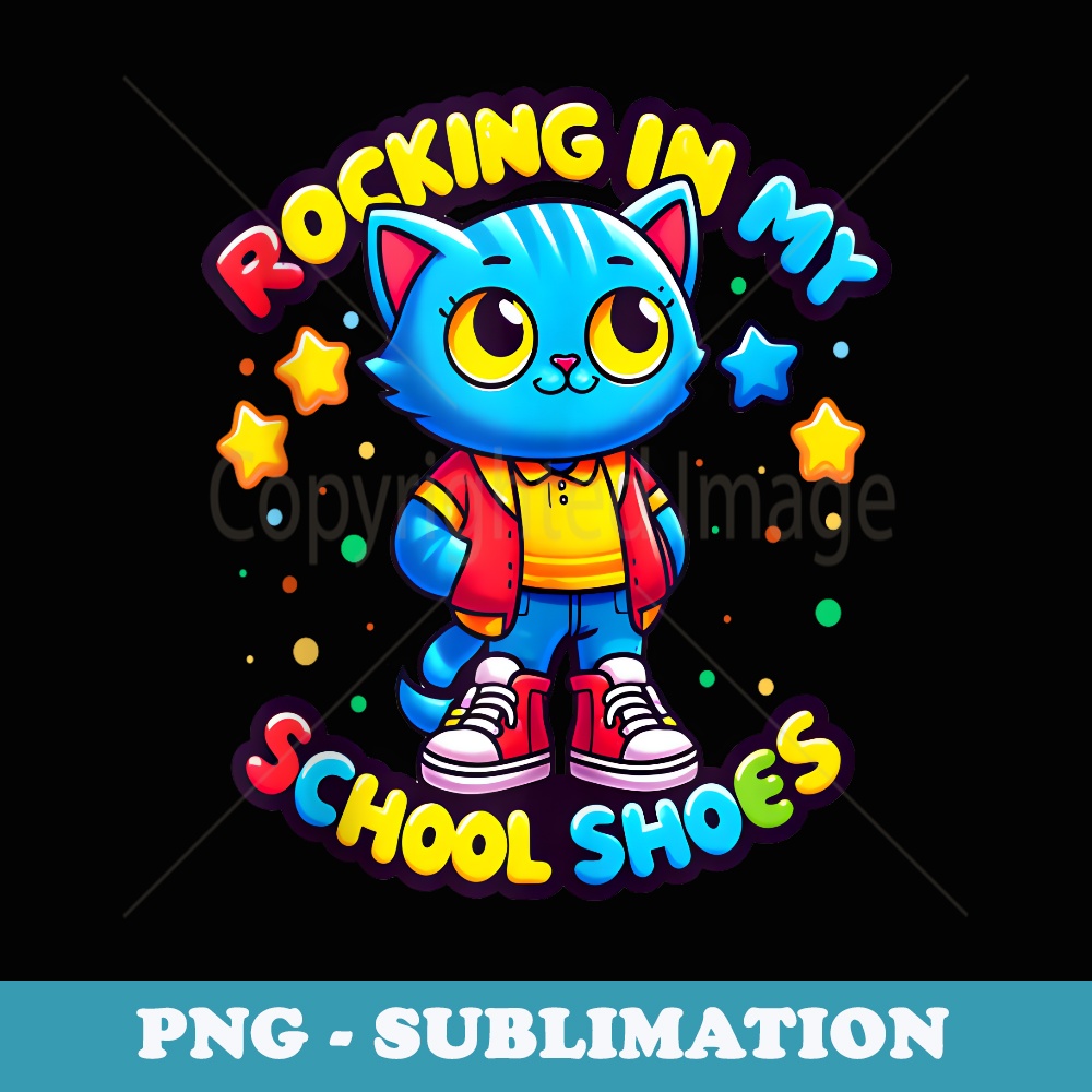 Cat Rocking In My School Shoes Fun Back To School Boys - Sublimation Digital Download
