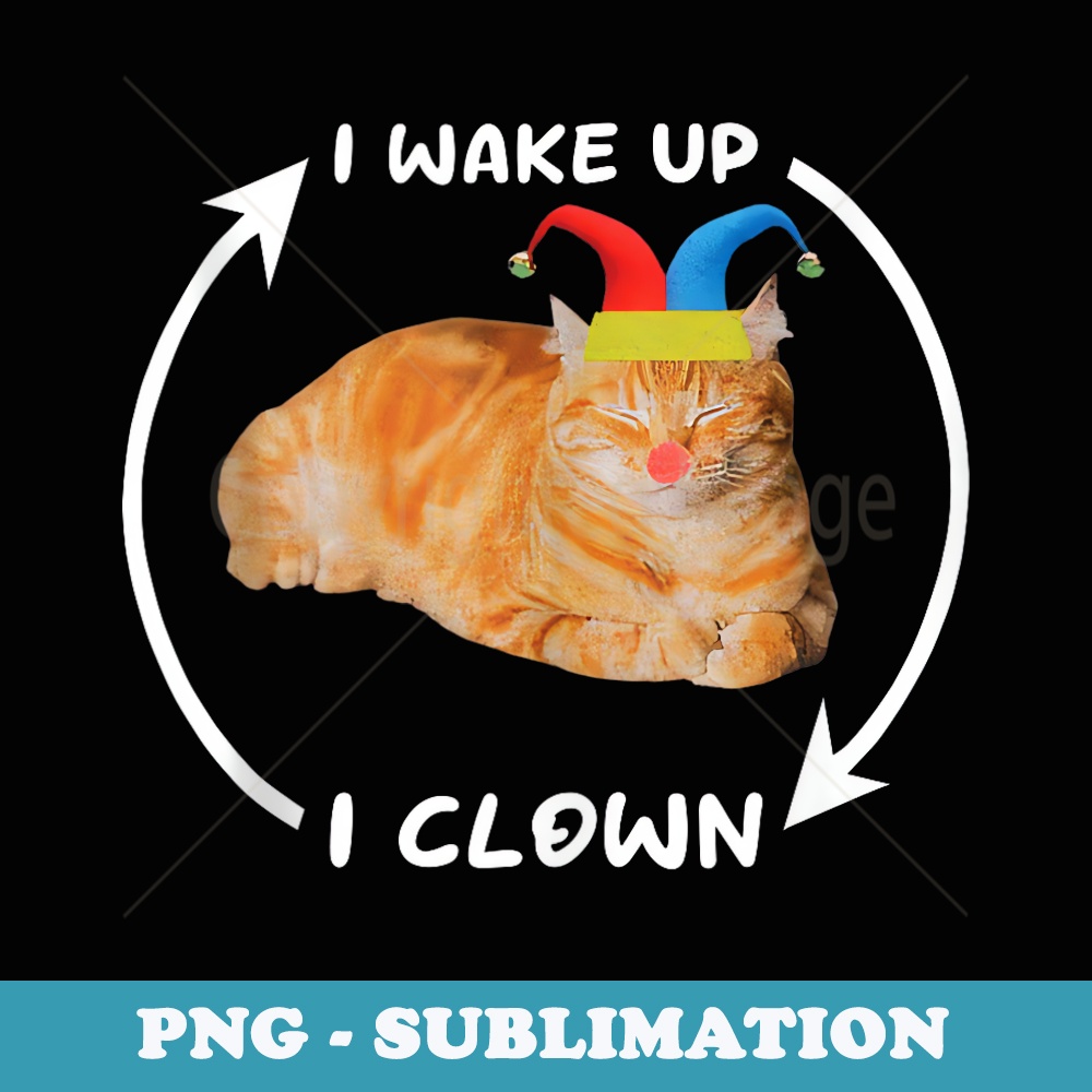 I Wake Up I Clown Cat - Instant Sublimation Digital Download