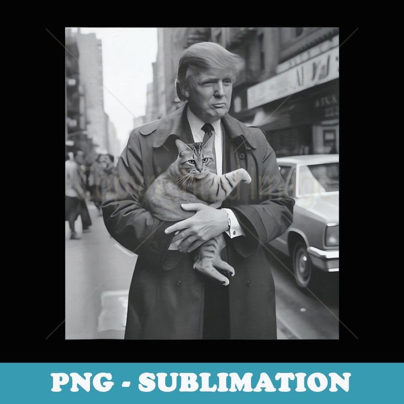 Donald Trump and Cat in NYC - Elegant Sublimation PNG Download