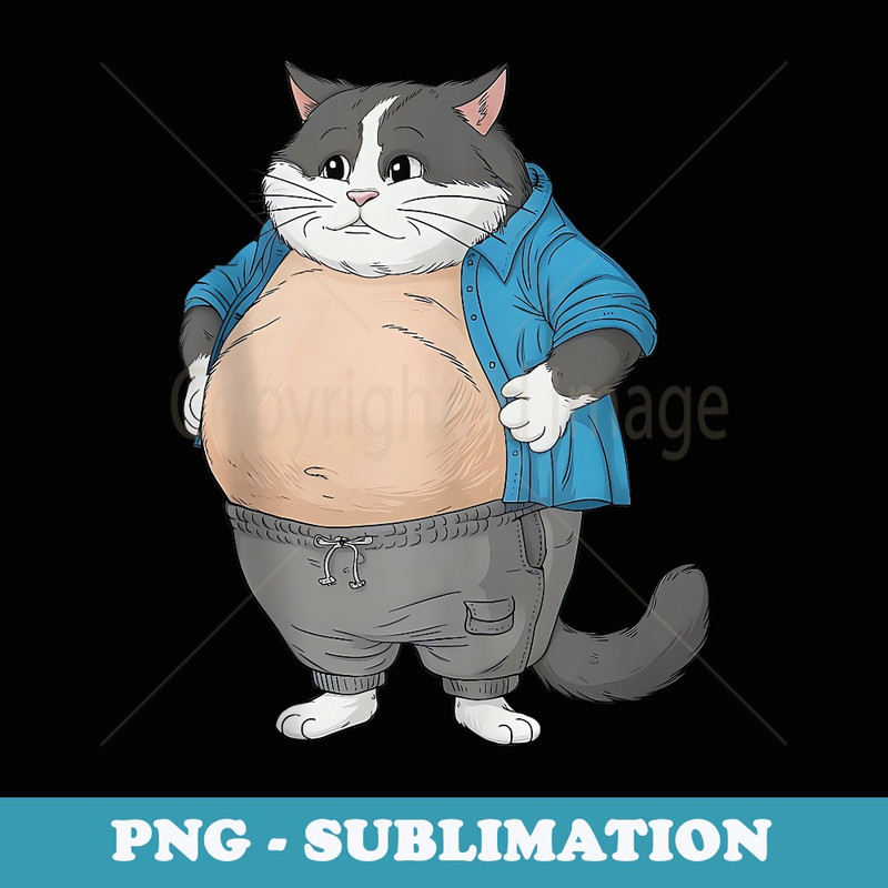 Funny Fat Cat Art Design Fat Kitten Cat Lover Funny Pet - Professional Sublimation Digital Download