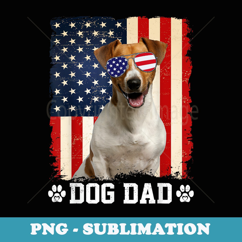 Cool Jack Russell Terrier Dog Dad American Flag Fathers Day - Stylish Sublimation Digital Download