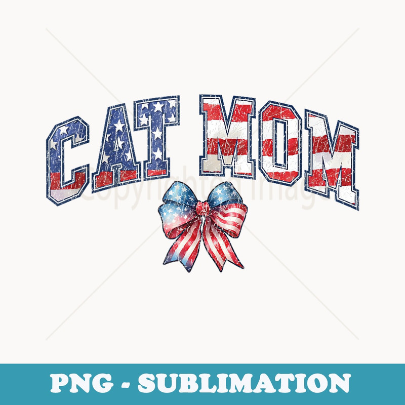4th Of July America Coquette Bow Cat Mom Girls Retro - Retro PNG Sublimation Digital Download