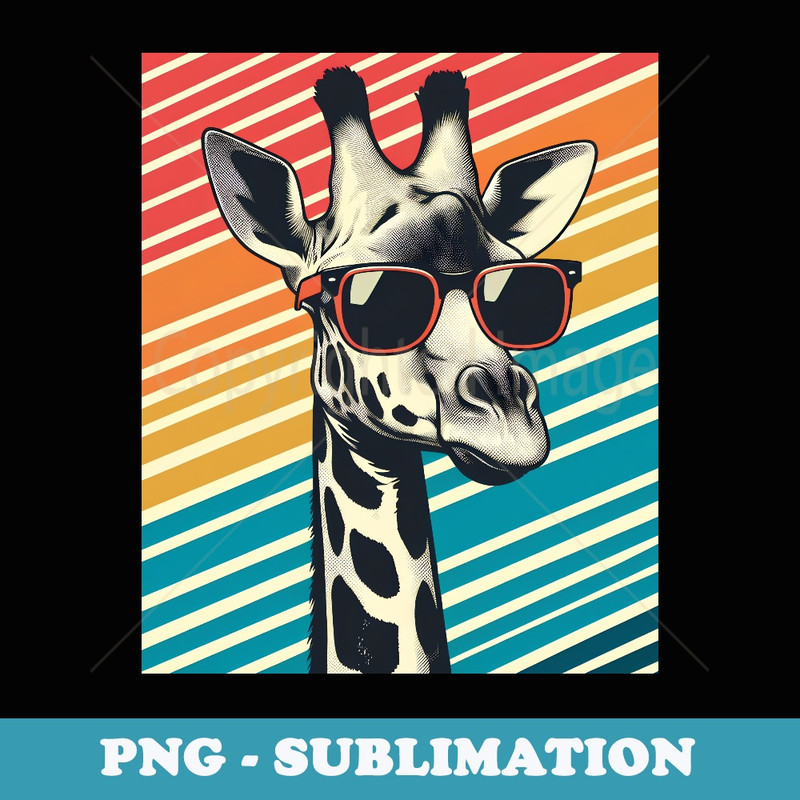 Giraffe Vintage Sunglasses Funny animals for men women kids - Digital Sublimation Download File