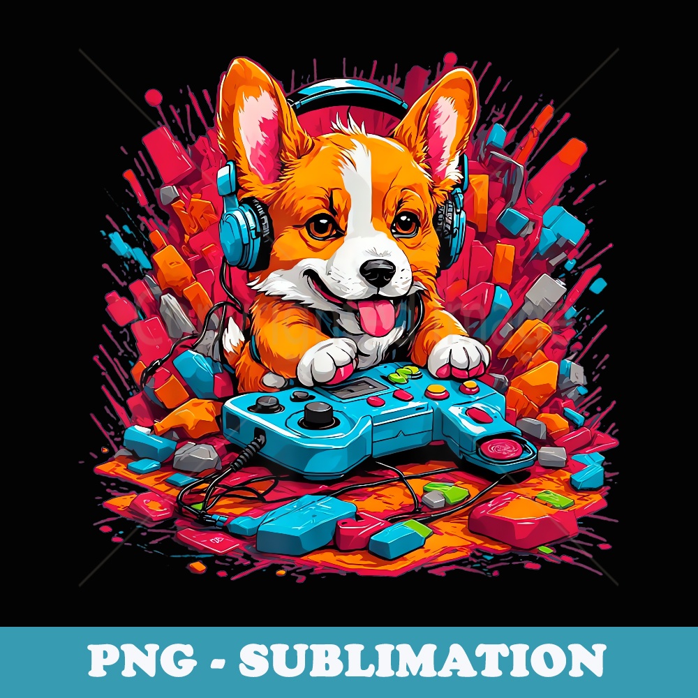 Gaming Corgi Crew Best Friend Corgi Puppy Gamer Graphic - Stylish Sublimation Digital Download