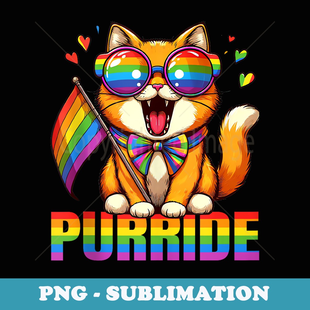 Purride Cat Lover Pride Month Gay Rights Rainbow Cat Lover - Modern Sublimation PNG File