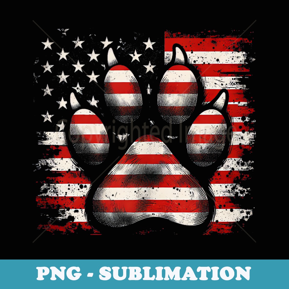 4th Of July American Flag Patriotic Dog & Cat Paw Print - Special Edition Sublimation PNG File