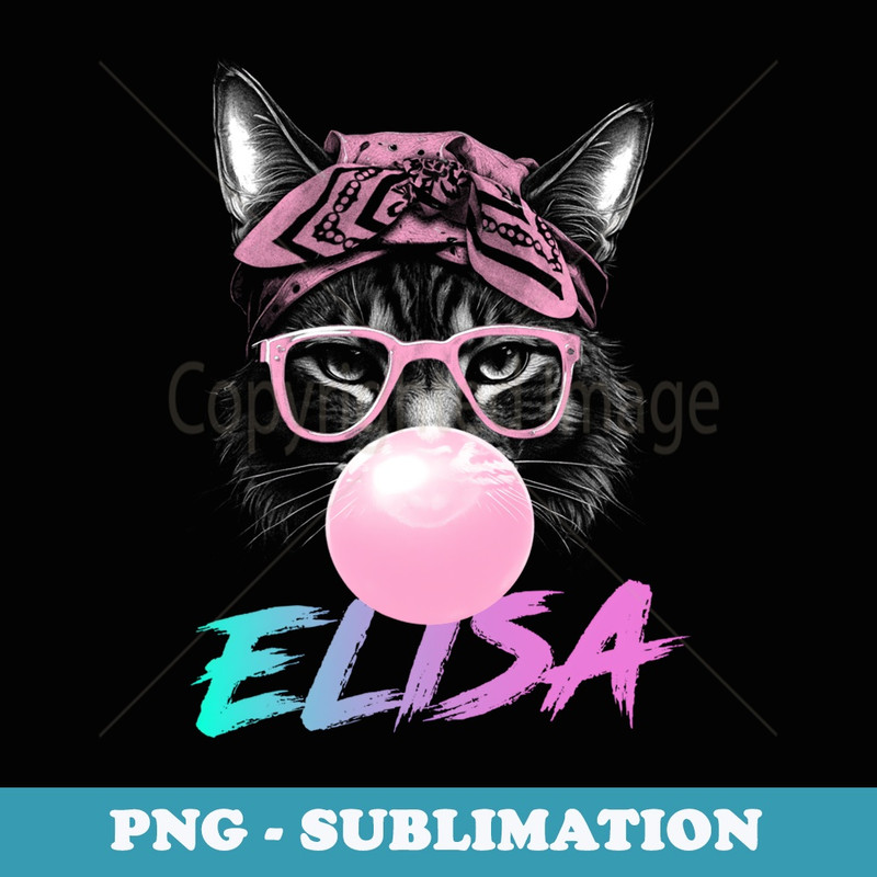 ELISA - Adorable girl name with cute Cat - Exclusive Sublimation Digital File