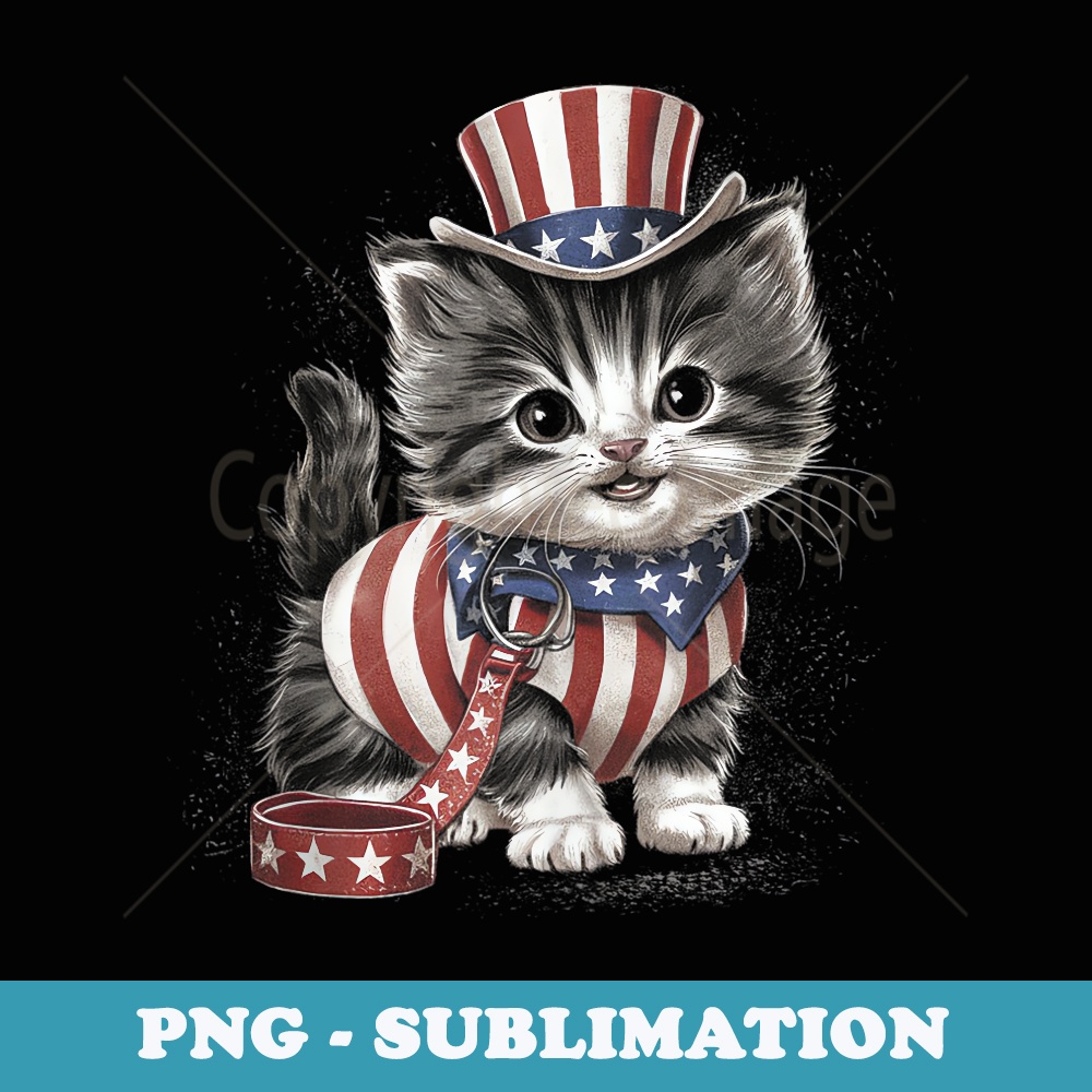 Memorial Day Cat Funny Kitten 4th of July patriotic usa flag - PNG Sublimation Digital Download