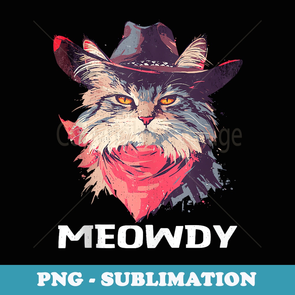 Cute Cowboys Hat Wild West Meowdy Kitten Bandana Cowboy Cats - PNG Transparent Sublimation File