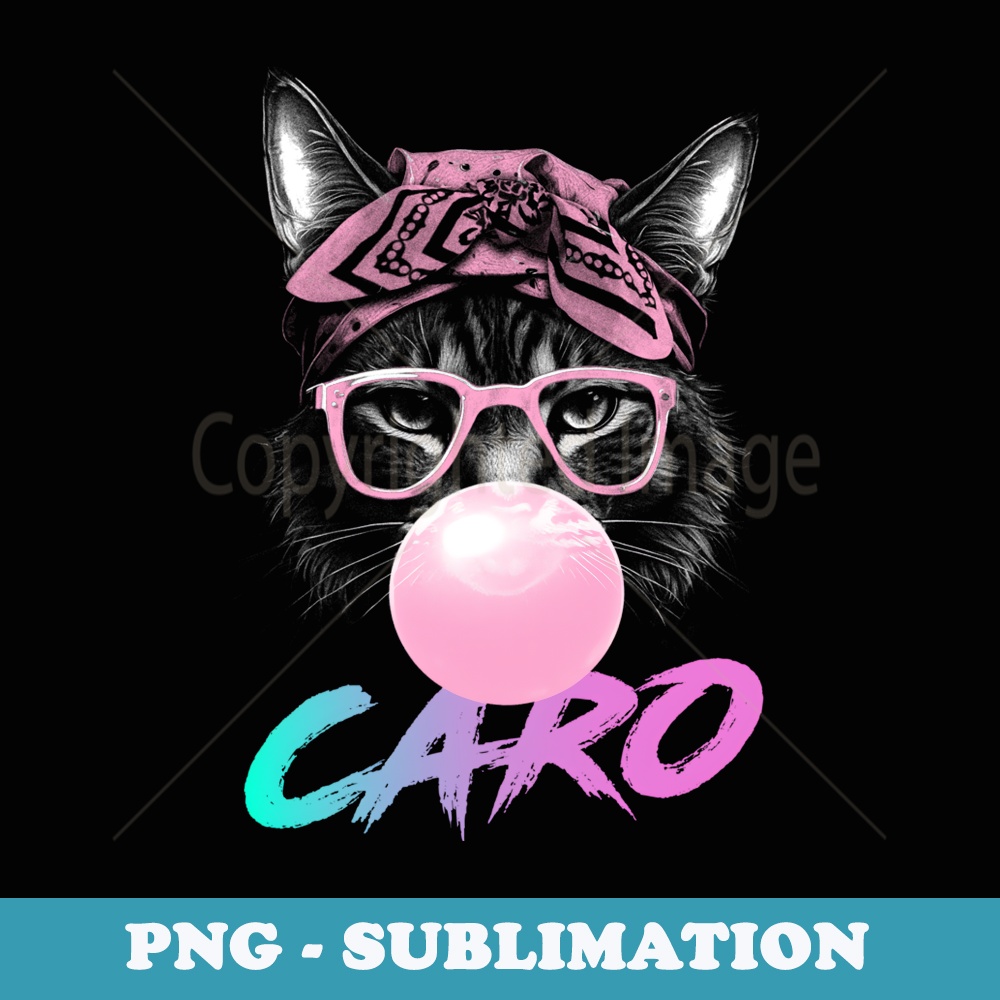 CARO - Adorable girl name with cute Cat - Exclusive PNG Sublimation Download