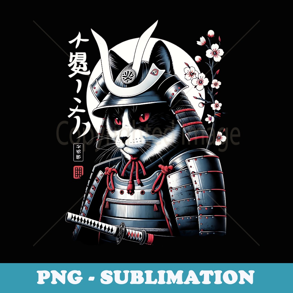 Cute Cat Anime Japanese Retro Samurai Cat Funny Ninja Cat - Stylish Sublimation Digital Download