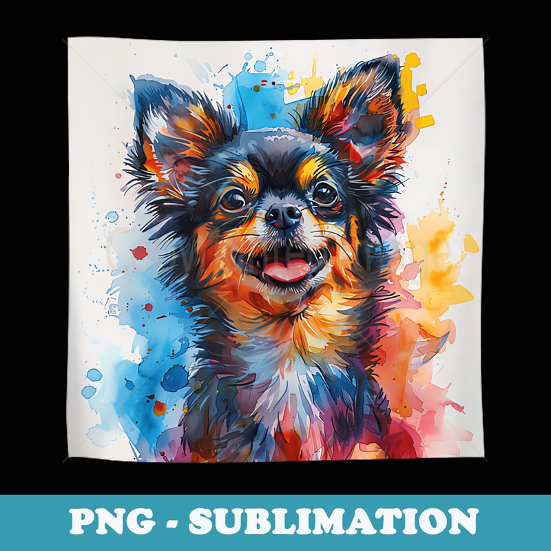 Chihuahua Watercolor Colorful Graphic - PNG Transparent Sublimation Design