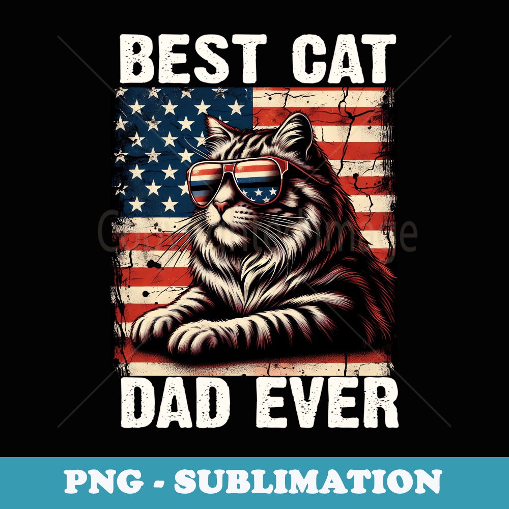 Style Cat Retro Distresse Flag American Grandpa Vintage Dad - Instant Sublimation Digital Download