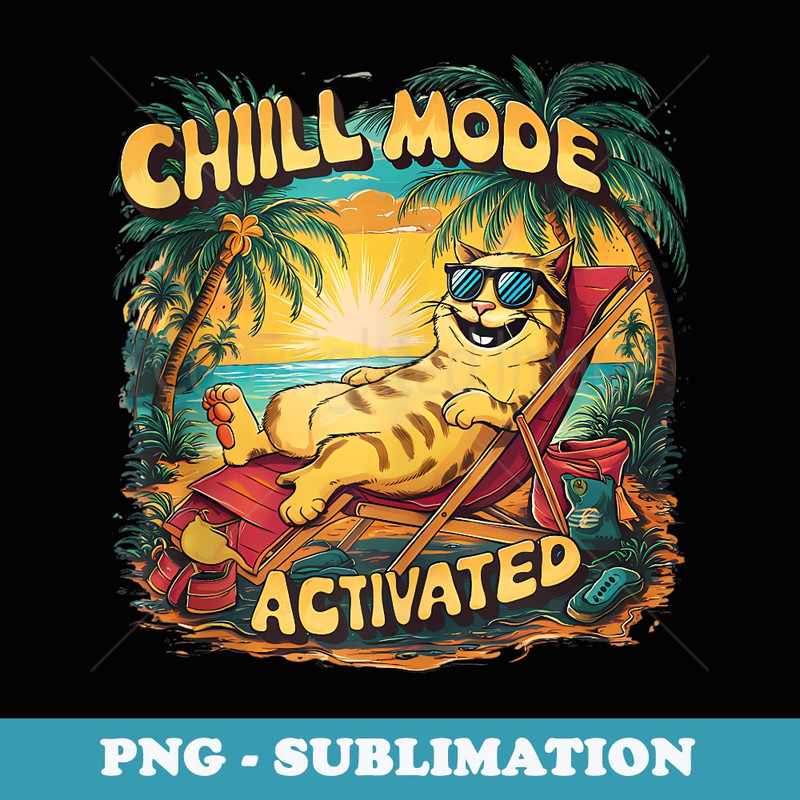 Sun-kissed Cat Vibes Relax in Style this Summer by Beach - Stylish Sublimation Digital Download