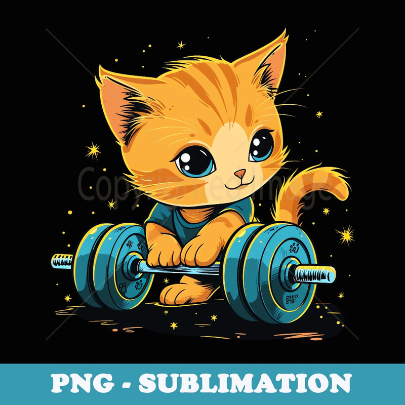 Funny Cat Fitness Trainer - PNG Sublimation Digital Download