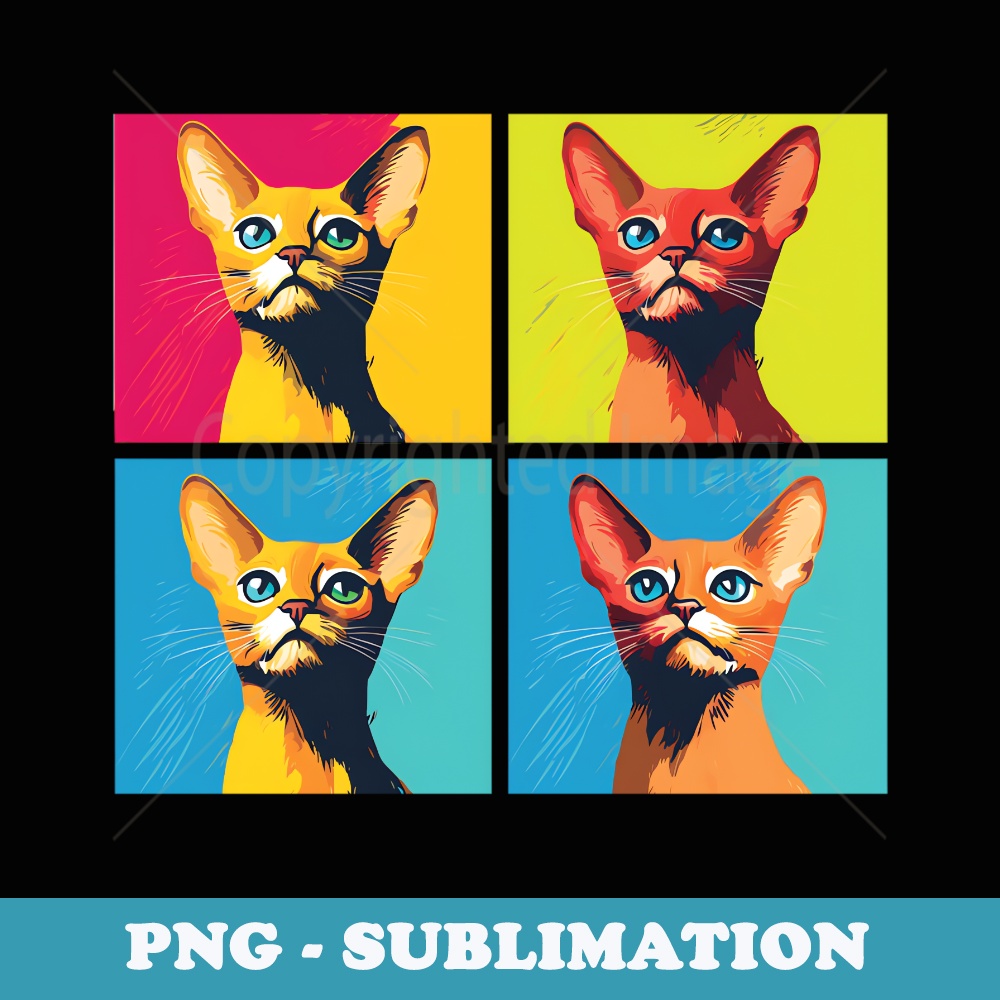 Funny Cat Head Pop Art Colorful Cat Face Portrait Cats Comic - Premium Sublimation Digital Download