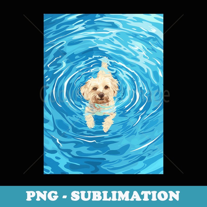 Funny Schnoodle In Pool Water Swim Cute Dog Mom Dad - Signature Sublimation PNG File