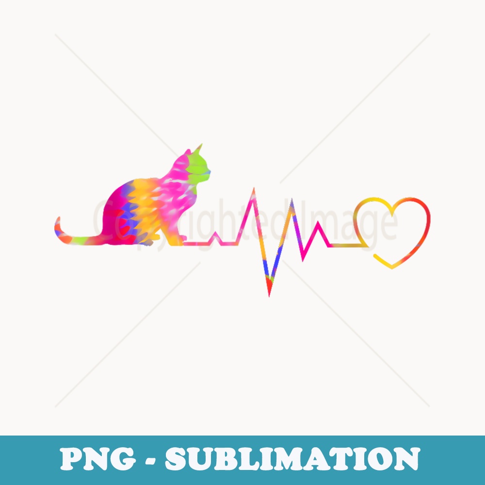 Heartbeat Cat Lover Animal Silhouette Cute Cat - Modern Sublimation PNG File