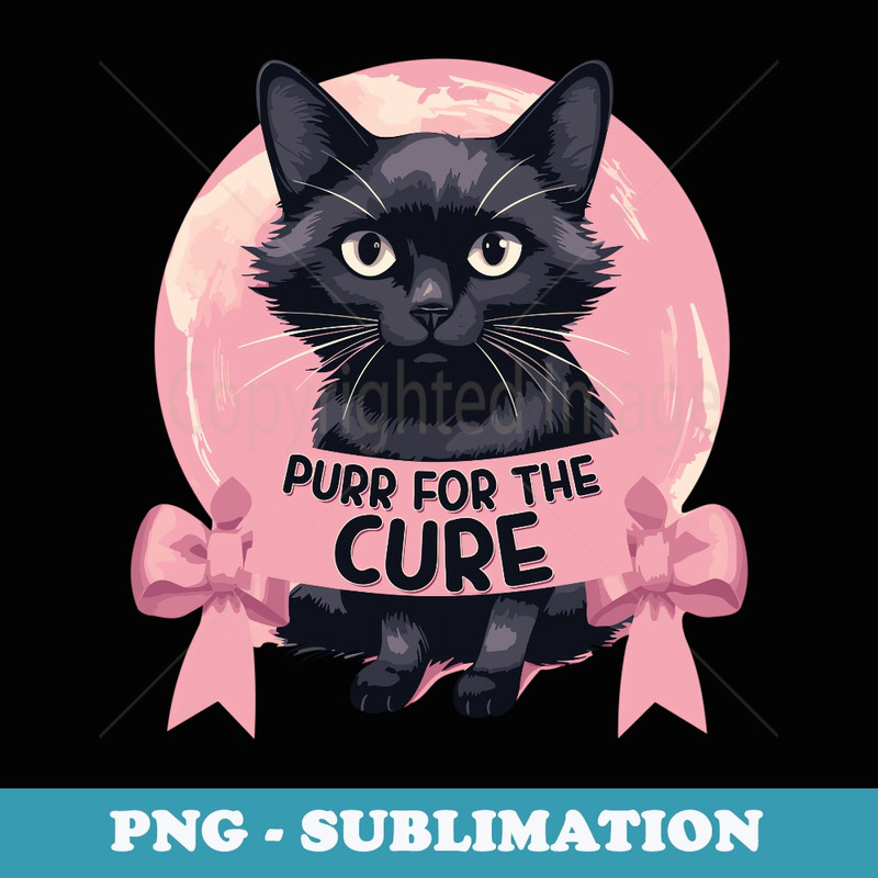 Breast Cancer Awareness Cat Pink Ribbon - Signature Sublimation PNG File