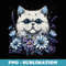 Cat Pasque flower photography Gardens pets in Bloom. - Vintage Sublimation PNG Download
