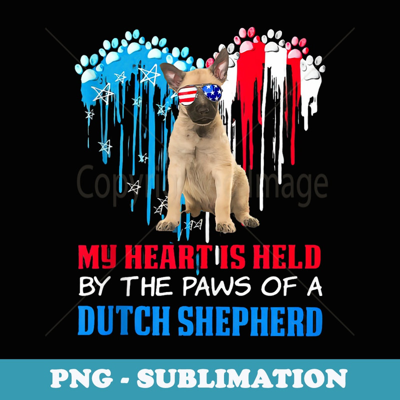 Dutch Shepherd Dog Heart 4th of July Dog Lover USA Flag Men - High-Resolution PNG Sublimation File