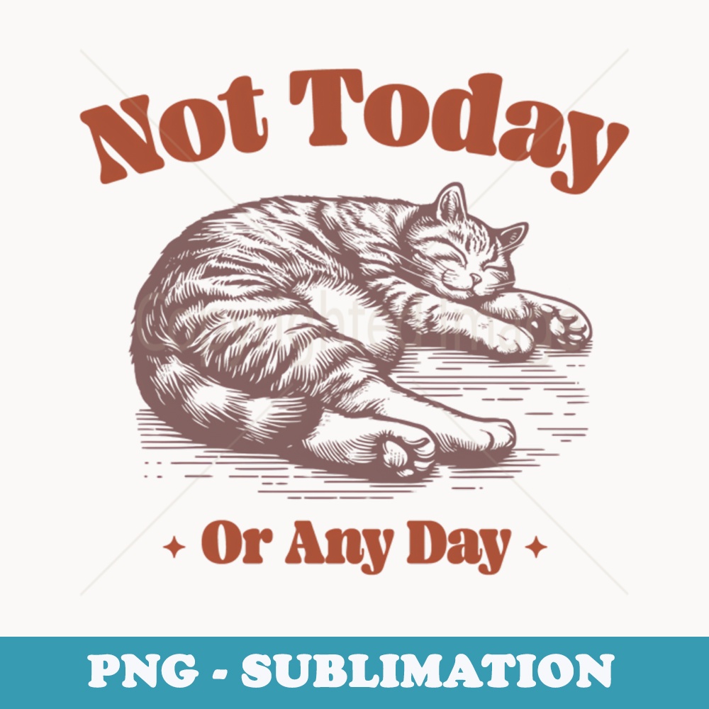 Lazy Cat Meme, Not Today Or Any Day, Sleepy Cat Chillin Out - Sublimation Digital Download