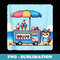 Pixelated Cat Vendor Serves Dessert On Beach. Serving Cart - Sublimation PNG File