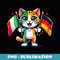 I Love Germany Italy Friendship Flag Cute Cat German Italian - Instant PNG Sublimation Download