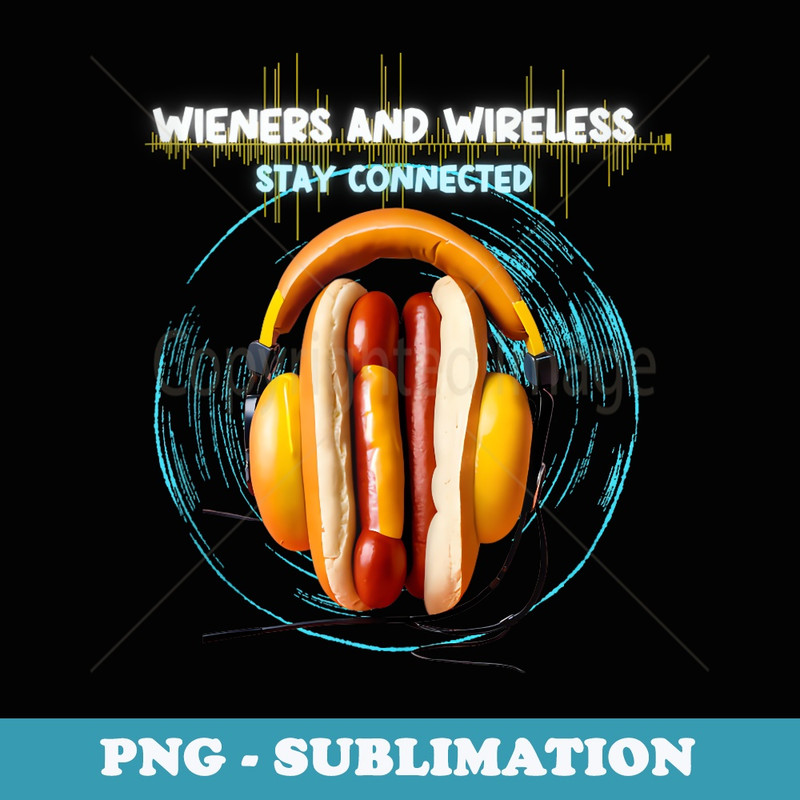 Funny Fast Food Cool Hotdog Wearing Headphones - Sublimation PNG File
