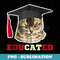 Vintage Educated Cat In Graduation Cap Funny Grad - PNG Sublimation Digital Download