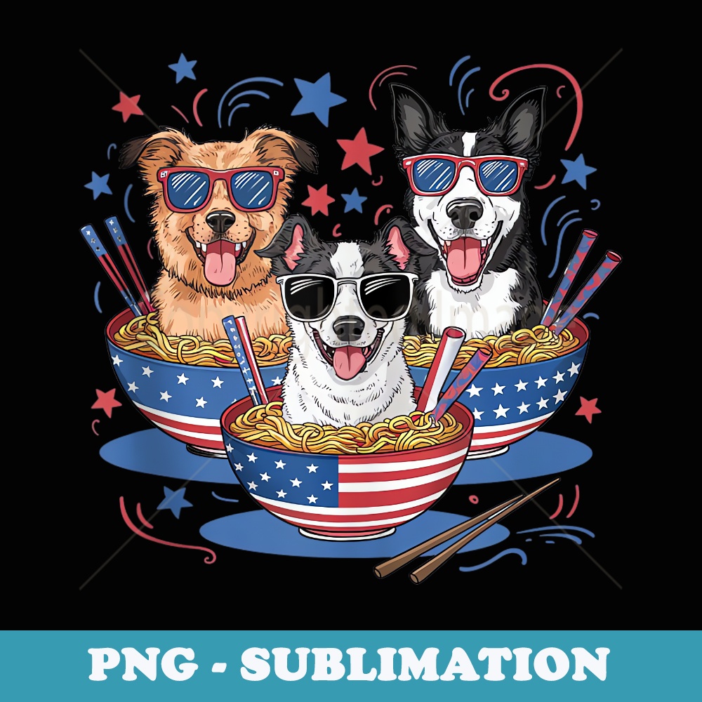 dogs Ramen Anime American Flag USA Funny 4th Of July Fourth - Stylish Sublimation Digital Download