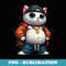 Fat Cat Art Design Fat Kitten Cat Lover Funny Cute - Retro PNG Sublimation Digital Download