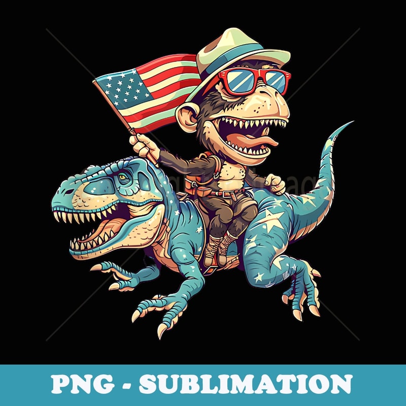 4th Of July Rex Dino Monkey American Flag USA Patriotic - Sublimation PNG File