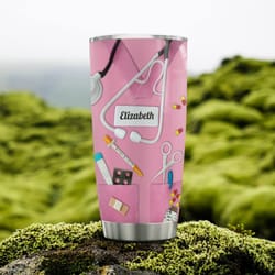 custom nurse scrub tumbler - personalized stethoscope travel mug gift - 20oz