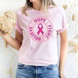 fight believe hope shirt, cancer awareness shirt, cancer fighting shirt, breast cancer awareness tee, pink ribbon shirt