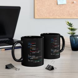 cpp c coffee mug gift for software developers - engineer & programmer black cup for coders