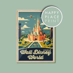 castle vintage poster, disney print, walt disney world, orlando, florida, disney parks poster, disney resort poster, dis