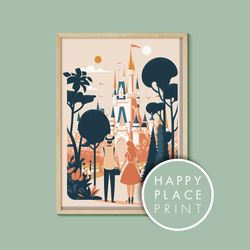 couple castle vintage poster, disney print,walt disney world, orlando,disney parks poster, disney resort poster, disney