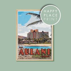 disney's aulani resort retro poster, disney gift, hawaii poster, retro travel poster, hawaii disney print, disney aulani