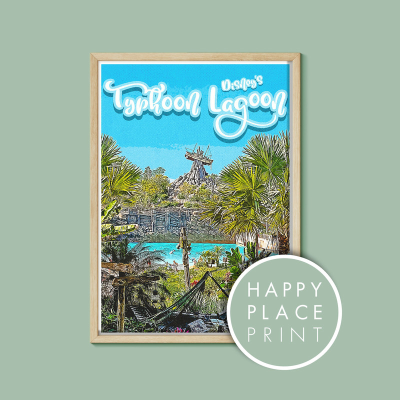 Disney's Typhoon Lagoon Water Park Retro Poster, Disney Print, Walt Disney World Poster, Disney Gift, Disney Travel,A5,A4,A3,A2,A1.jpg