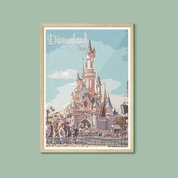 disneyland paris, retro poster, disney print, disneyland paris print, disneyland paris, sizes a5,a4,a3,a2,a1, disneyland