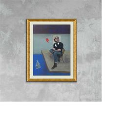 francis bacon, study for self-portrait poster exclusive framed canvas print, work of art bacon painting, vintage poster,