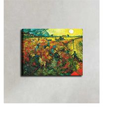 the red vineyard painting by vincent van gogh poster print canvas, vintage poster, oil paint canvas, canvas wall art, ho