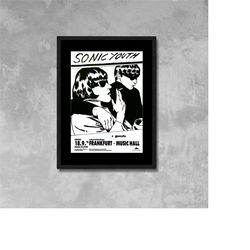 sonic youth at frankfurt music hall poster framed canvas print, vintage poster, film poster, movie poster, advertising p