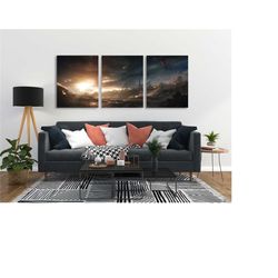 avengers endgame, captain america vs thanos army, 3 piece canvas wrap print, avengers, marvel, superhero, kids decor, ma