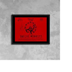 twelve monkeys (1995) film poster framed canvas print, british poster, vintage poster, film poster, movie poster, advert